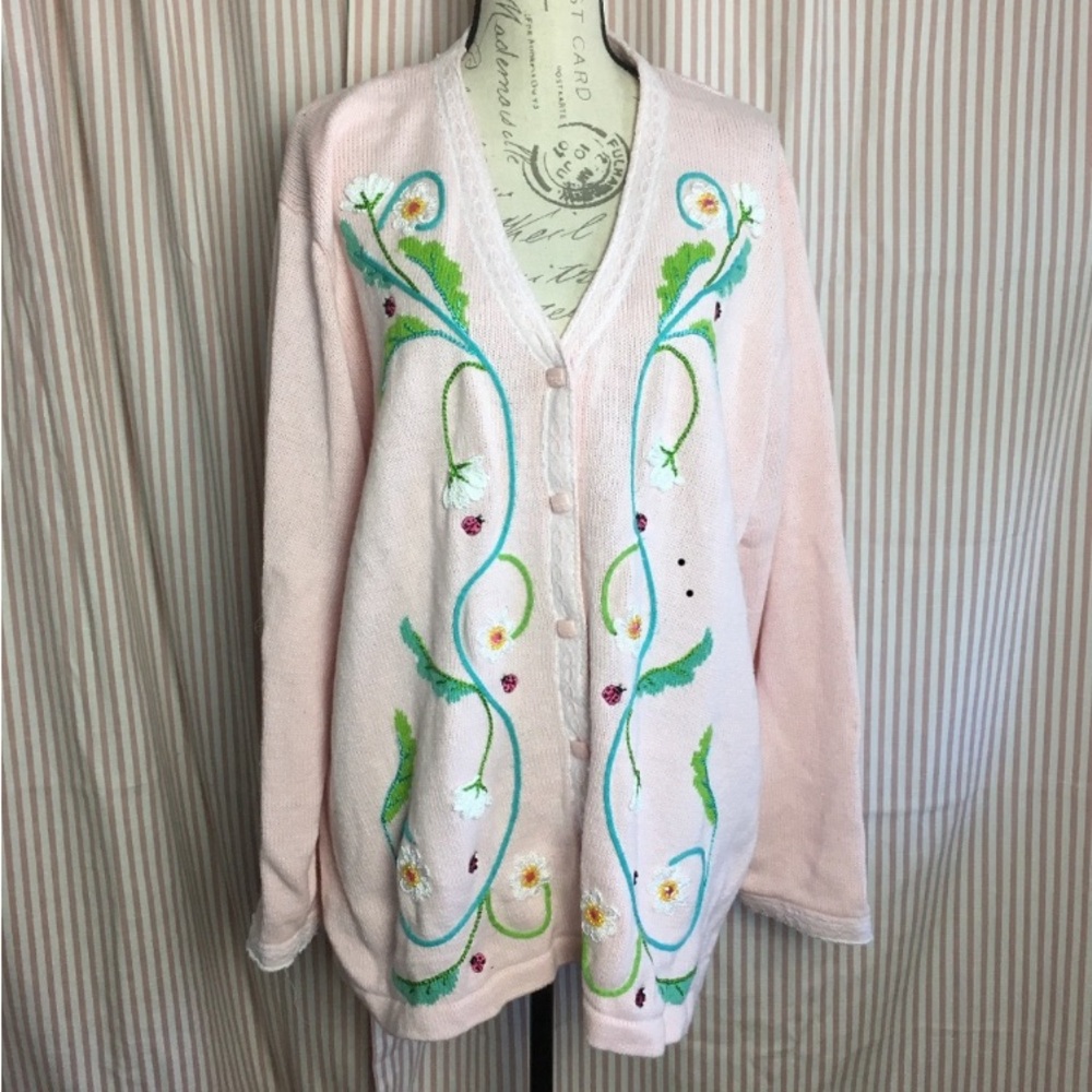 Storybook Knits Pink Embellished Cardigan Size 2X